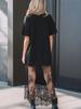 2025 Summer European & American Women's Lace Patchwork Short Sleeve Long Dress