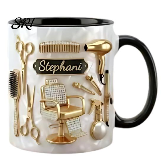 Regalo per Barbiere Professionale Tazza Personalizzata per Parrucchiere Ceramica 330ml Tazza da Caffè per Parrucchiere con Tono Oro Strumenti da Salone Elegante per Donne Uomini Compleanno
