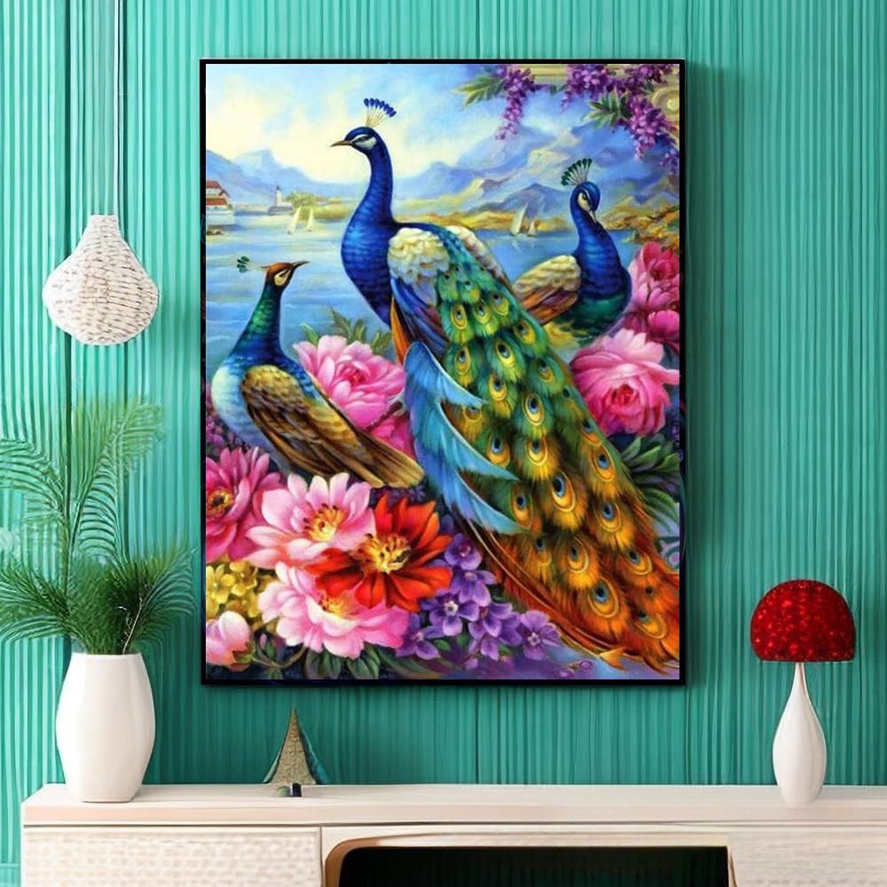 Peacock Diamond Painting Round Diamond Full Diamond Square Diamond Living Room Bedroom Decorative Painting