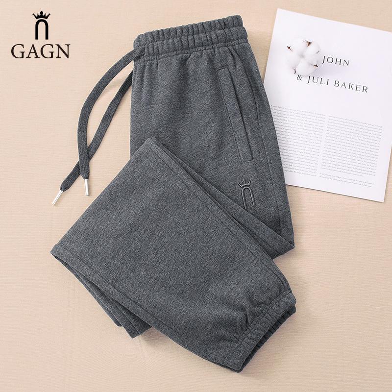 Women's Dark Gray Casual Sweatpants - Plus Size, Pure Cotton, Spring & Autumn 2025 Collection