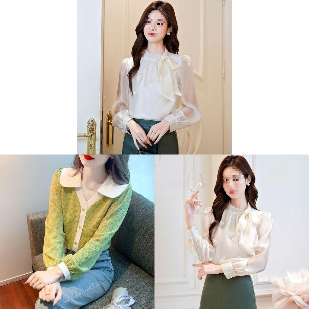 Romantic French Collared Butterfly Tie Blouse With 3d Effect For Spring Office Wear