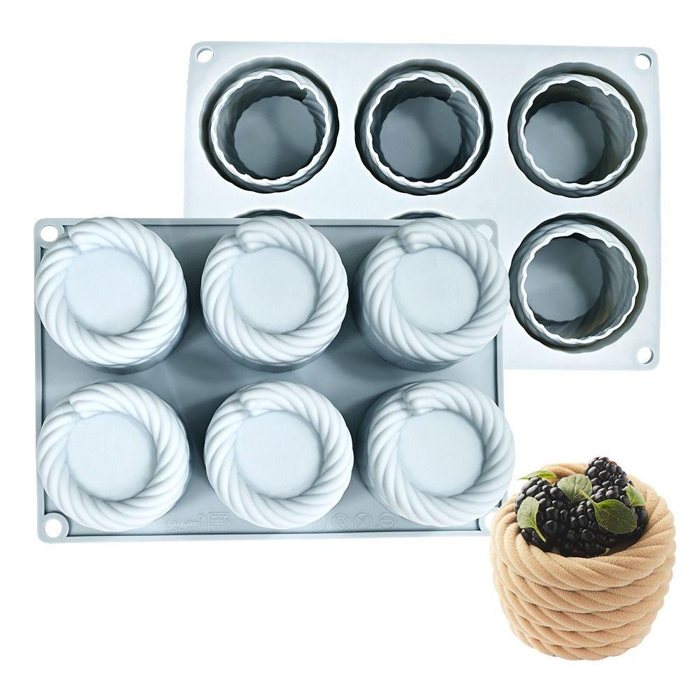 Silicone Mousse Cake Mold Hemp Rope Flower Basket Easy Release Scented Candle Molds High-temperature Resistant