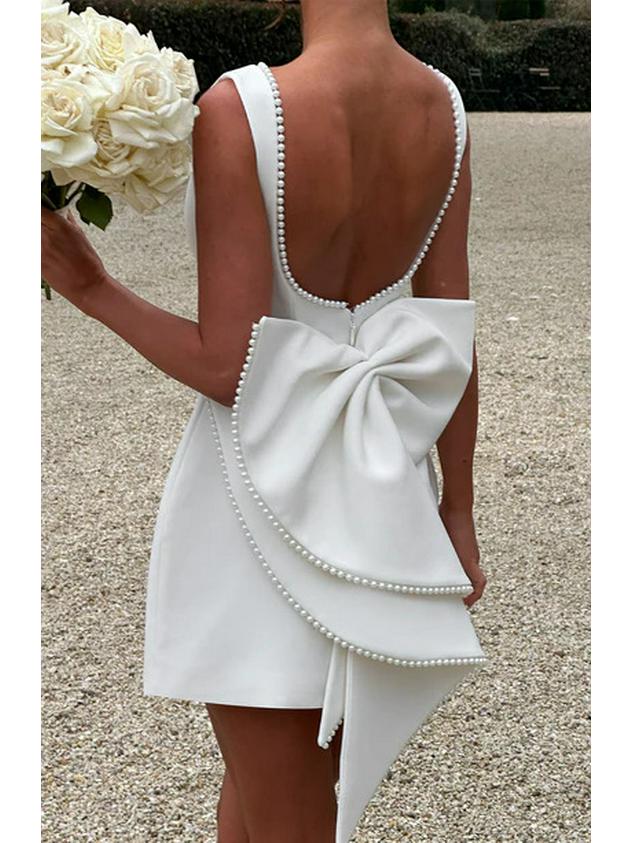 Women's Summer Pearl Bow A-Line Fashion Slim Dress