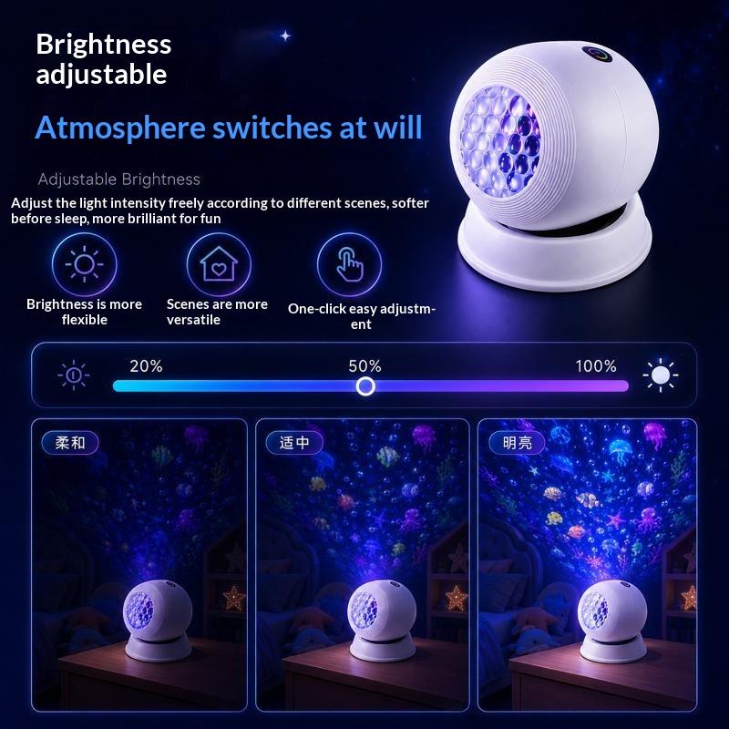Led Starry Ocean Projection Light 360°Rotating Dynamic Night Light Usb Plug-In Creative Birthday Gift For Preferred Bedroom Lamp