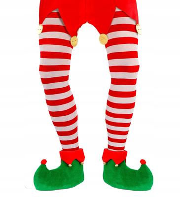 Santa' Helper Elf Leggings Tights Red and White Stripes Costume,