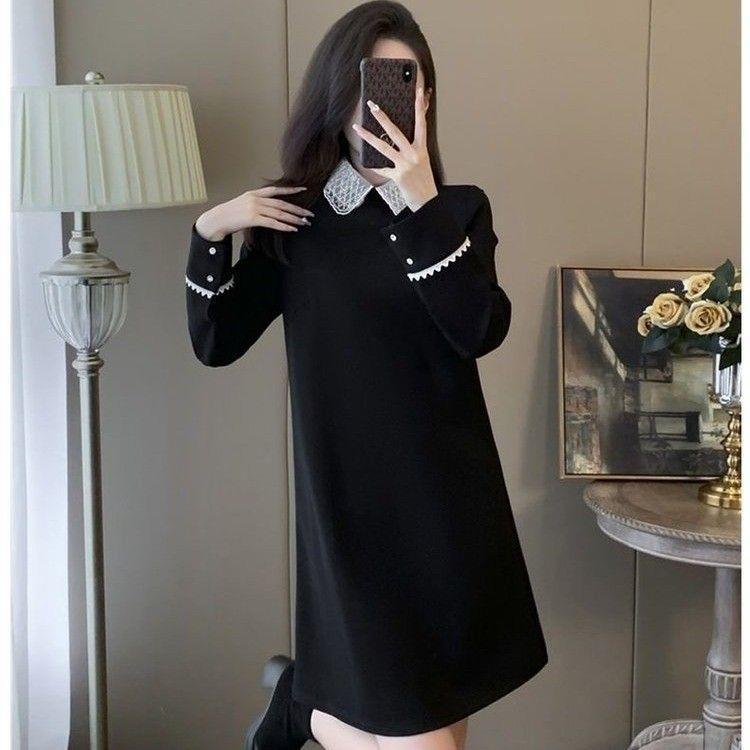 Chic Black Doll Collar Hepburn-Style Dress: Elegant & Slimming Design 2XL [recommended 62.5-67.5 kg] чёрный