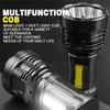 Strong LED Flashlight with Built-in Battery Rechargeable COB Side Light Multifunctional Waterproof Camping Tactical Flashlight