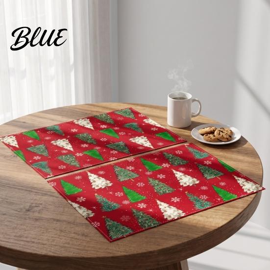 Durable Table Mats 4Pcs Christmas Linen Placemat Set, Cartoon Snowman Gingerbread Gnome Placemats Mat, Heat Resistant Place Mat for Holiday