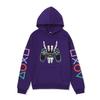 Winter Comfortable Fashion Long Sleeved Letter Game Console Icon Printed Hoodie-Soft Medium Stretch Polyester Fabric Winter Relaxed Fit Clothing