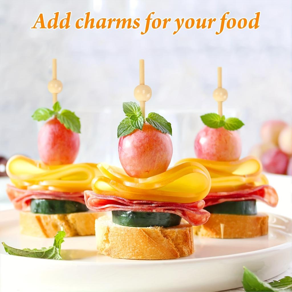 Vynikající 4,7palcová 100kusová přírodní dřevěná koktejlová párátka na nápoje, předkrmy a párty občerstvení - Ideální na ovoce, zeleninu a charcuterie