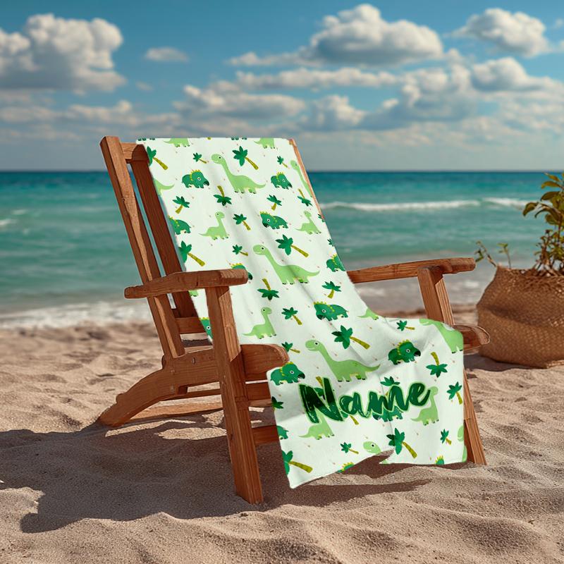 Personalisierbares Ultra-Weiches Strandtuch mit Dinosaurier-Thema, Ideal für Pool - Camping, Tauchen - Perfekter Reisebegleiter, Lebendiges Strandtuch.