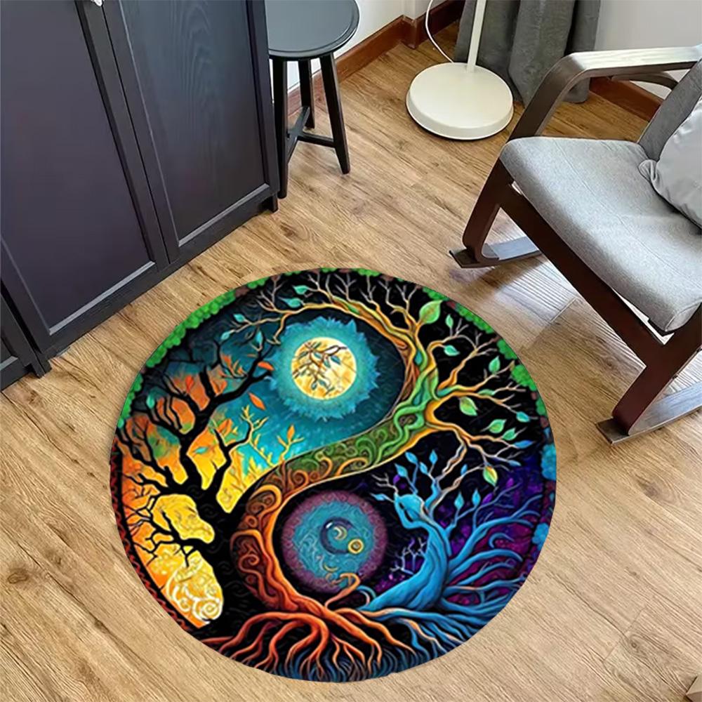 1pc Yin Yang Tree Design Non Slip Home Carpet Living Room Decoration Gift Idea
