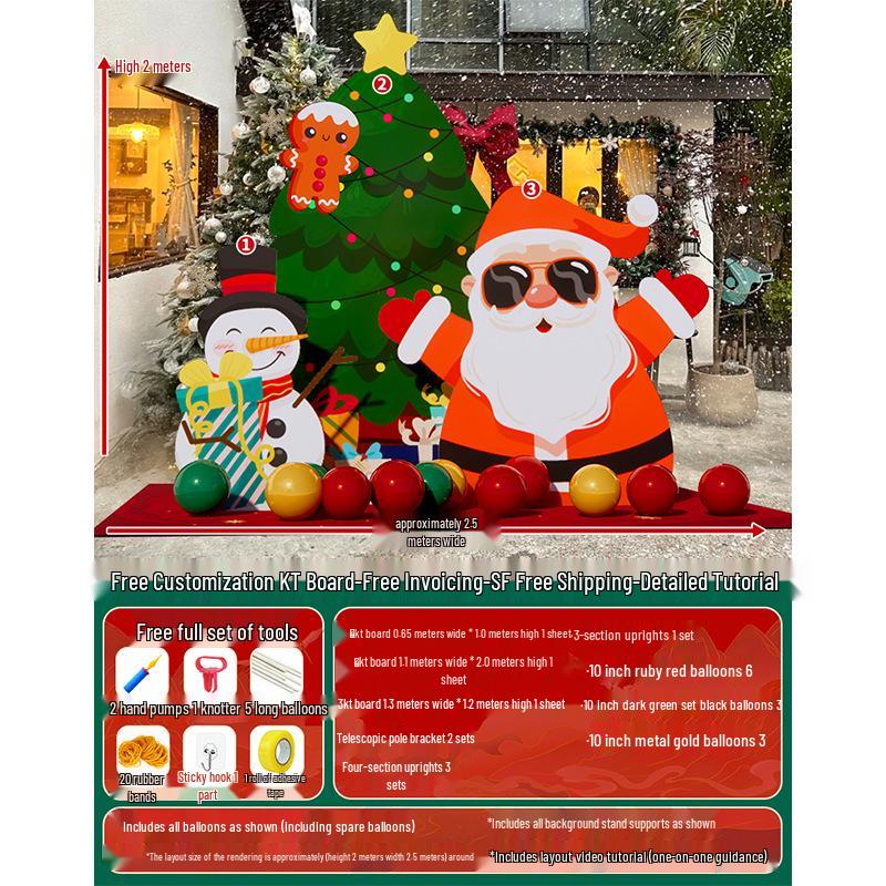 Festliche Weihnachtsszene Anordnung: Einkaufszentrum Event Dekoration mit Ballonkunst und Hintergrund