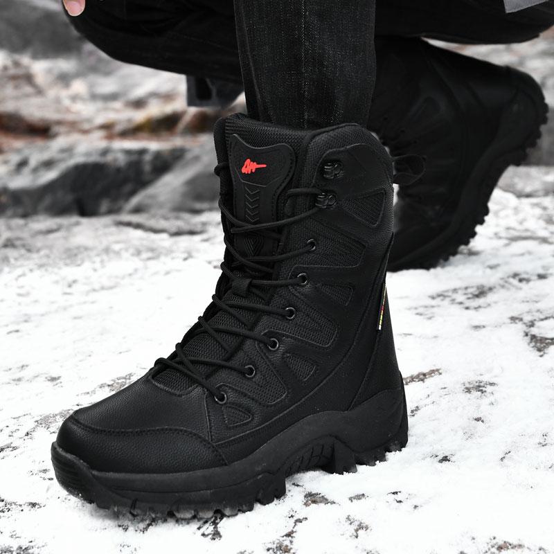 Tall cotton boots winter boots high top thickened velvet cotton shoes outdoor mountaineering snow boots