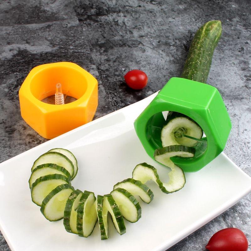 Mehrzweck Gemüseschneider Schraube Gurkenschneider Obst Spiral Schäler Salat Modellierwerkzeuge