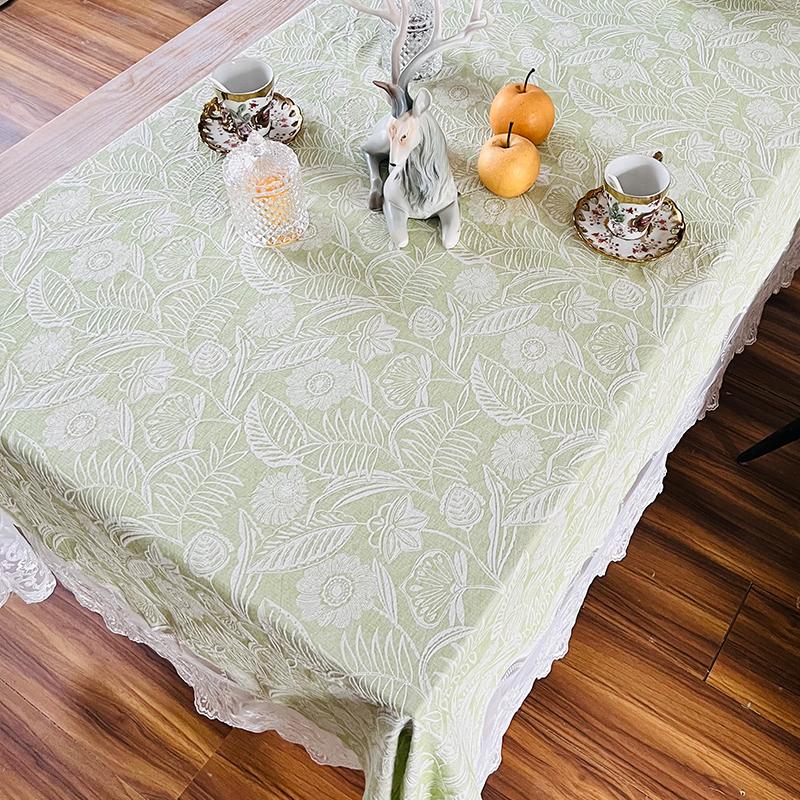 Advanced Dining Tablecloth Hollow Lace Edge Rectangular Tea Table Tablecloth Small Fresh Square Table Cloth Round Table Cloth