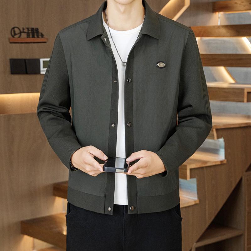

2025 Autumn Men s Casual Lapel Knit Sleeve Jacket L армія зелений колір