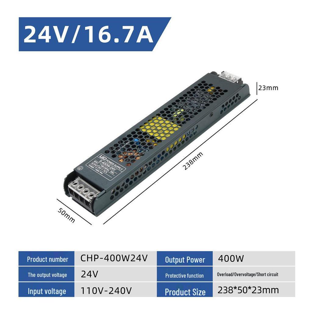 12V Ultra-thin Long Strip Power Transformer for Light Box (24V 60W-400W)