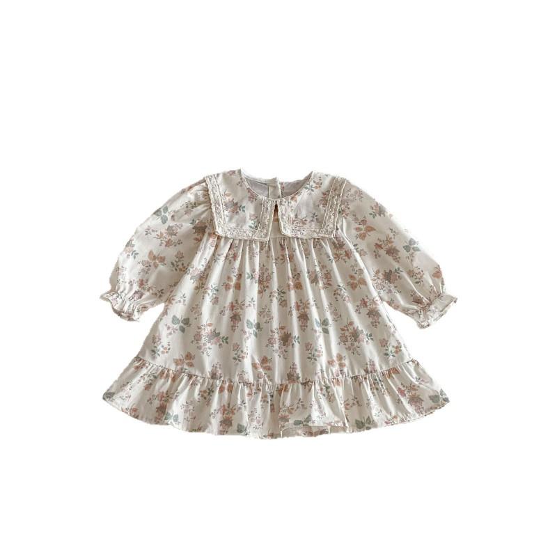 Girls Floral Dress Kids Cotton Blend Princess Fall Casual Wear