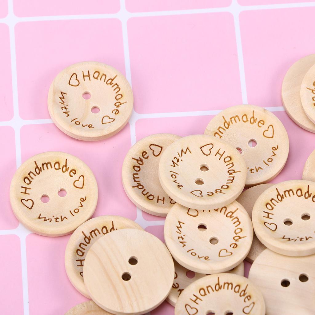 100Pcs Wooden Love Heart Buttons Bowl Shape Natural Decorative Sewing Hats Clothes Bags DIY Craft Supplies 20Mm