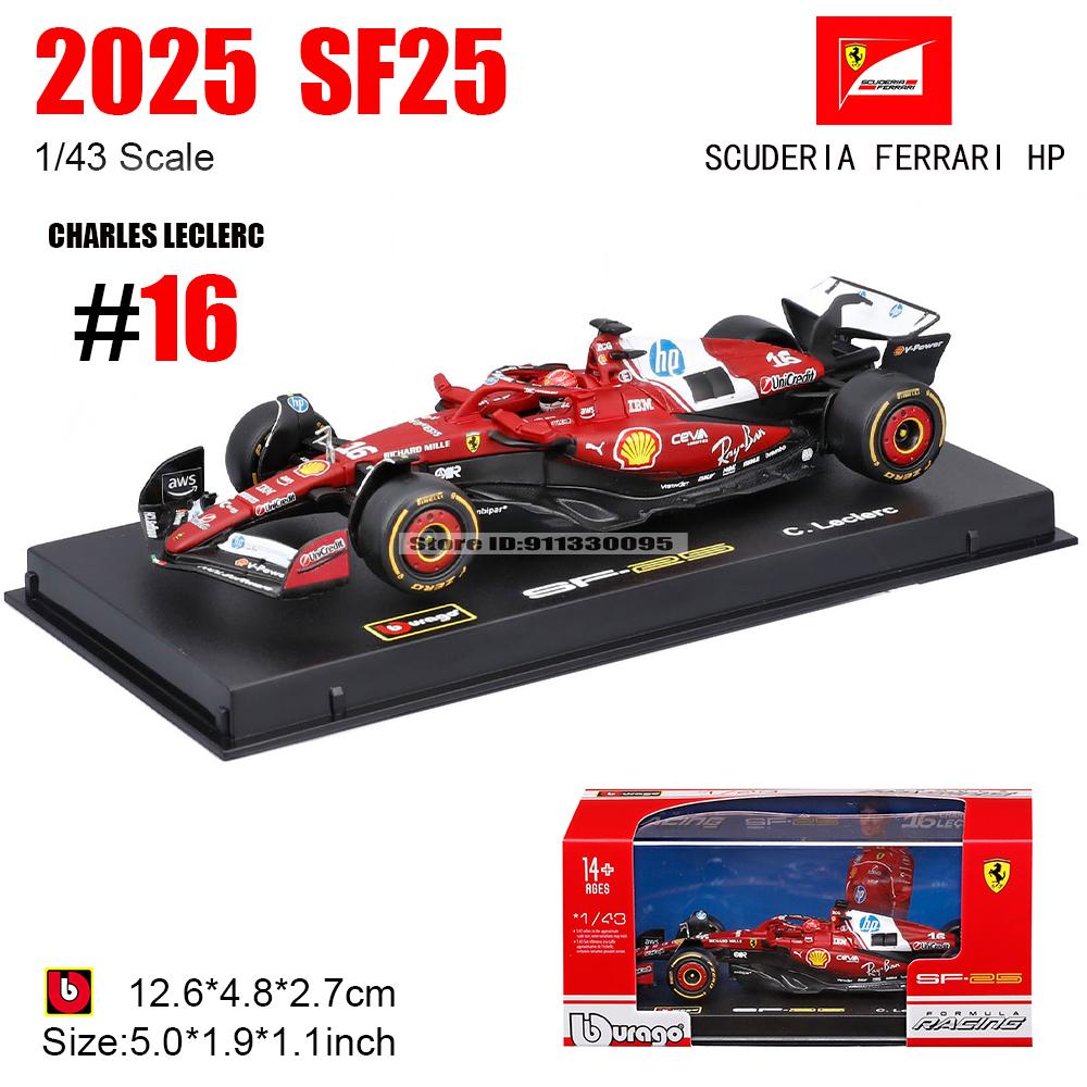 Burago 1:43 F1 Scuderia Ferrari Hp Sf25 #16 Charles Leclerc #44 Lewis Hamilton Automodell Legierung Auto Spielzeug Sammlung black