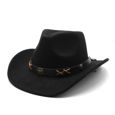Horn Belt Wool Hat Men'S And Women'S British Jazz Top Hat Travel Mountaineering Western Cowboy Hat