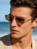 Prada PRA60S Gold Metal Sunglasses, Geometric UV400 Shades for Men & Women