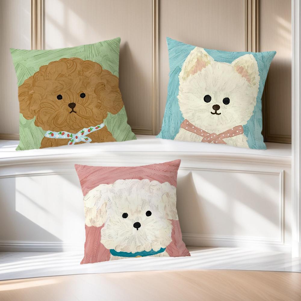 Cute cartoon art scribbled puppy dog art Comfortable soft Pillow Case for Sofa Living Room Home office Decor Protective Covers