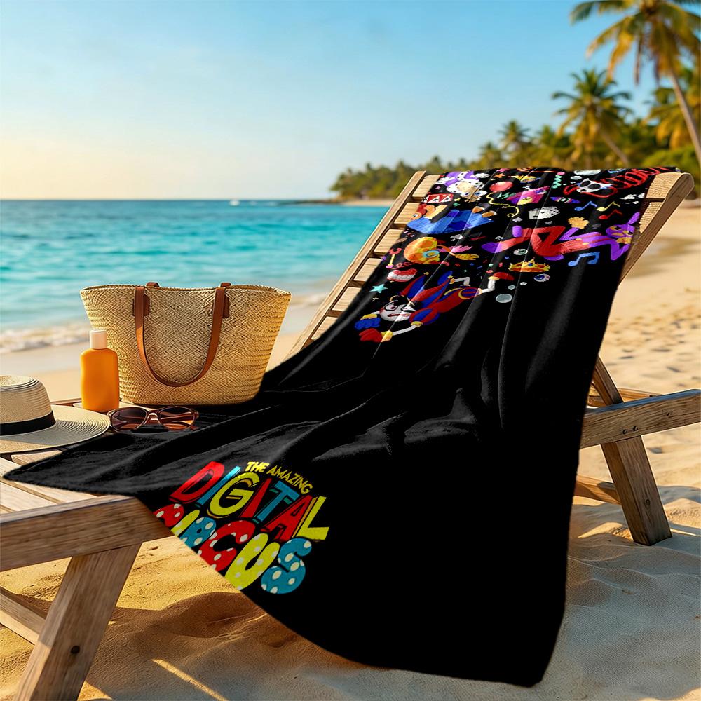 Digital Circus Beach Towel Quick-Dry Soft Microfiber Comfortable Lightweight Suitable for Sports, Travel, Swimming, Yoga, Bathroom, Beach, And Pool