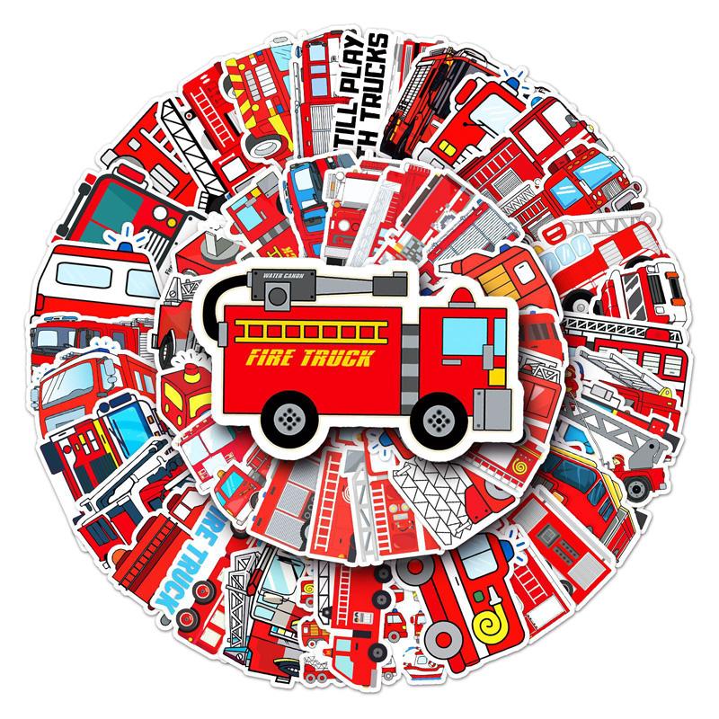 50Pc Skateboard Stickers Fire Truck Stickers Cool Skateboard Extreme Sports Stickers Trolley Case Guitar Mug Notebook Trend Stickers
