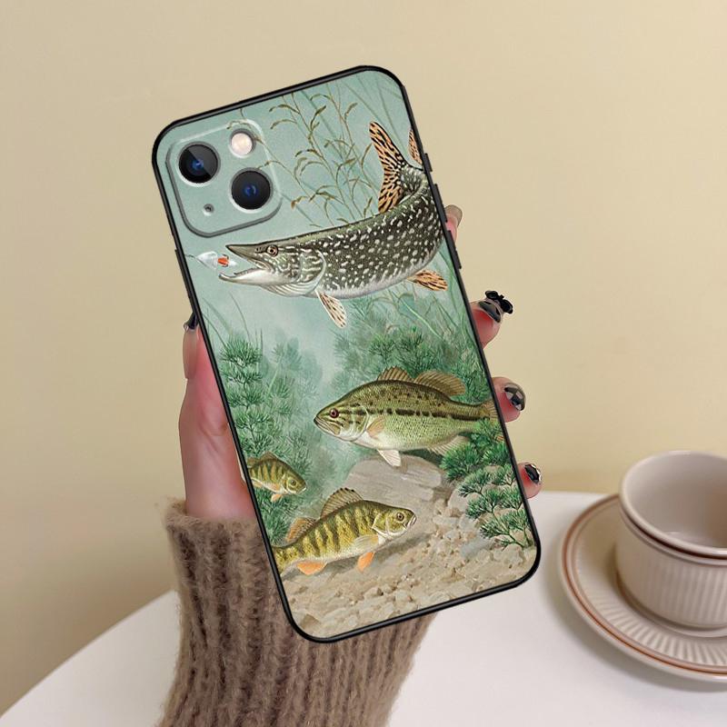 

Pike Fish Fishing Bait Phone Case For iPhone 17 Pro Max 14 13 12 11 15 16 Pro Max mini Plus 16e 17 Air Cover Funda iPhone 14Pro MAX