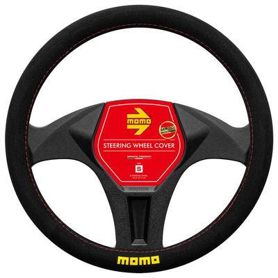 MOMO EASY MICROFIBER Steering Wheel Size Black with Red Stitching Cover, Italy, Milan, S,