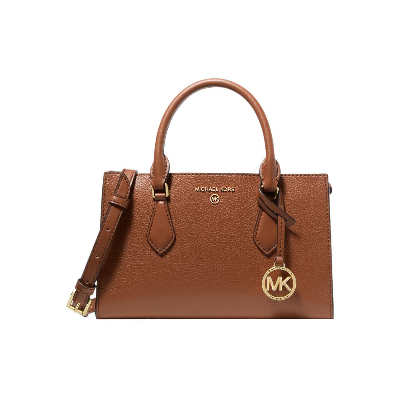 

Michael Kors MK Valerie 24 Gold Letter Logo Pebble Leather Tote Bag Small Women Tote Bags Redwood-Brown 30F2G9VS1L-LUGGAGE Basic Set (Bag+Dust Bag)