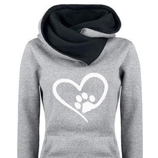 2Pcs/Set Women Autumn Winter Heart Print Sport Outfit Hooded Long Sleeve Front Pocket Sweatshirt Tops Elastic Waist Jogger Pants Tracksuit
