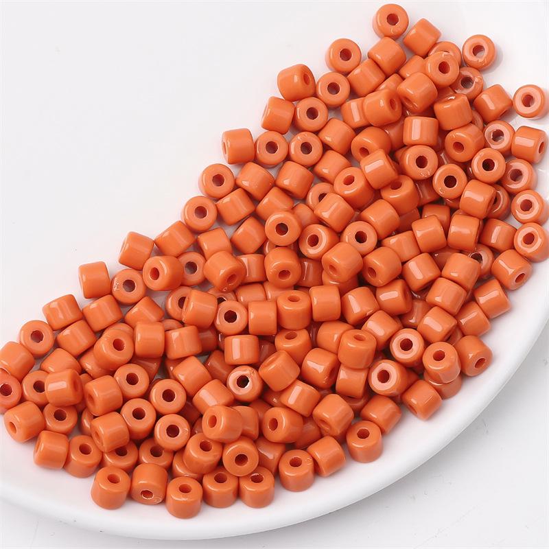 Acrylic Cream Solid Color Small Cylinder Beads for DIY Hairpin, Bracelet, Necklace Jewelry Accessories
