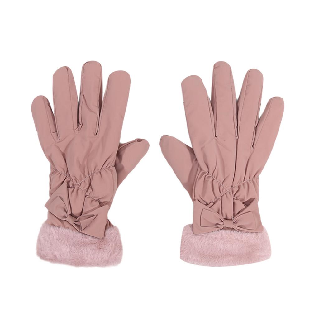 Gants de Ski Femme Hiver Polaire Épais Chaud Peluche Polyester Imperméable Gants Écran Tactile pour Equitation Extérieure Alpinisme