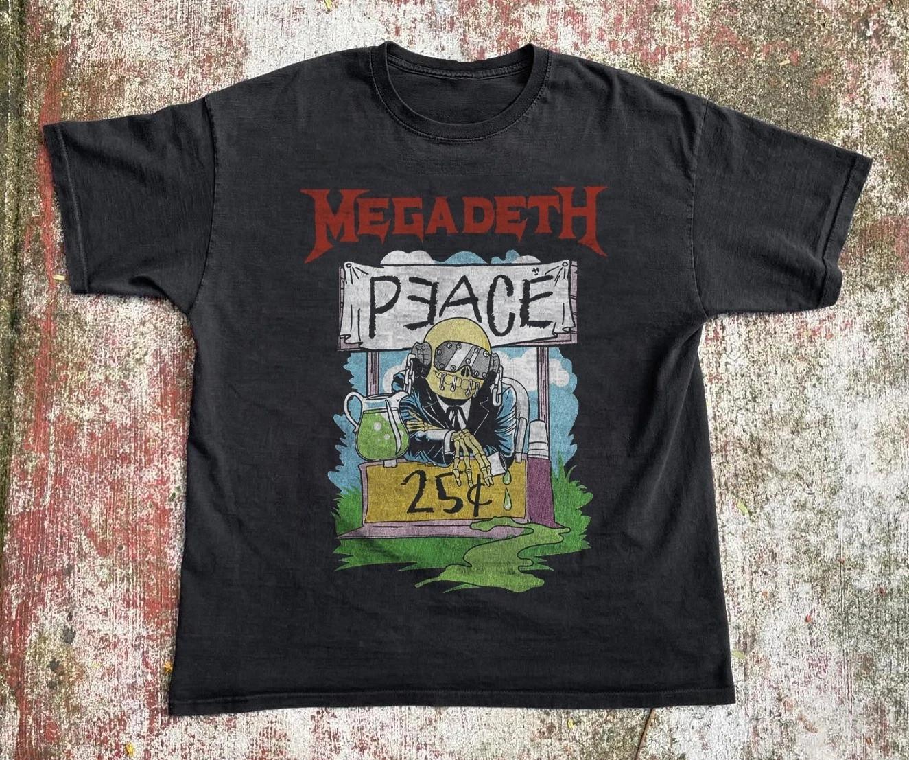 Megadeth Peace 25 Cents T-shirt Unisex Black Cotton T-shirt Size S-5XL XXXL