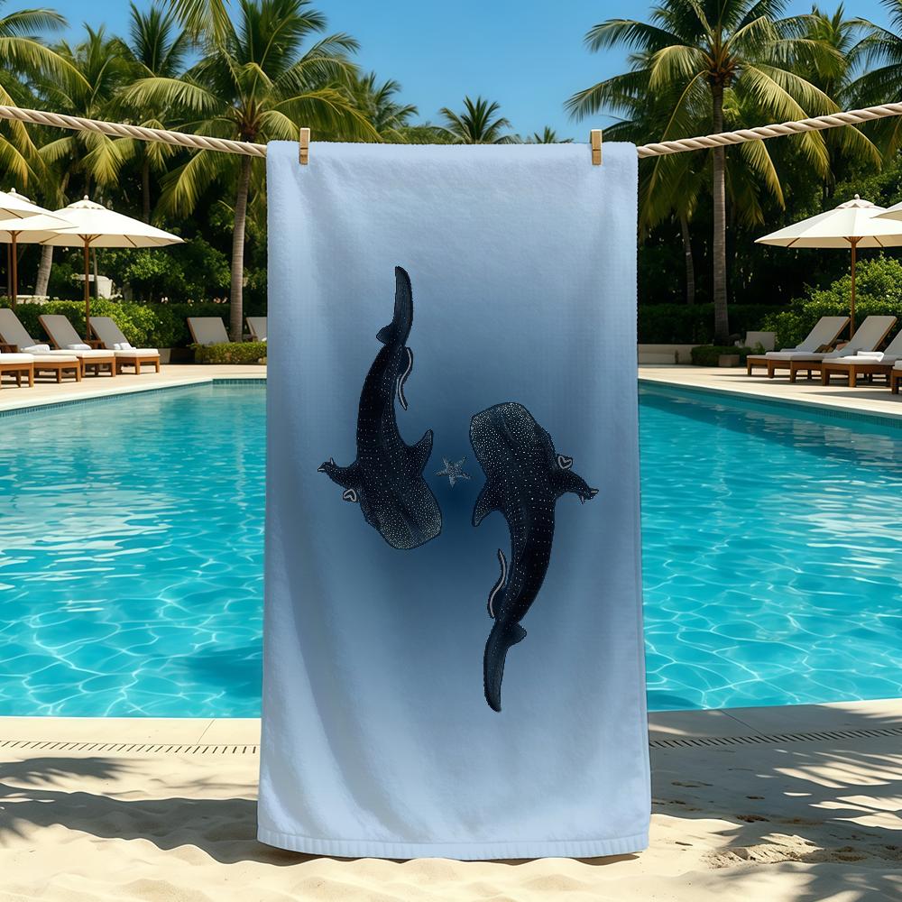 Towel For Outdoor Camping Beach Towel Shark Super Absorbent Whale Quick-Drying Anime Summer Cartoon Towel