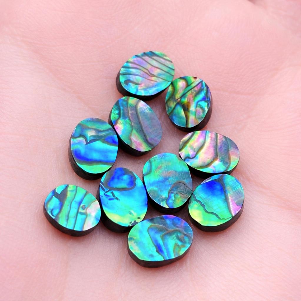 AAA Quality Abalone Shell Cabochons Oval Flat Back Gemstones, Natural Iridescent Shell Loose Stone for Jewelry Making