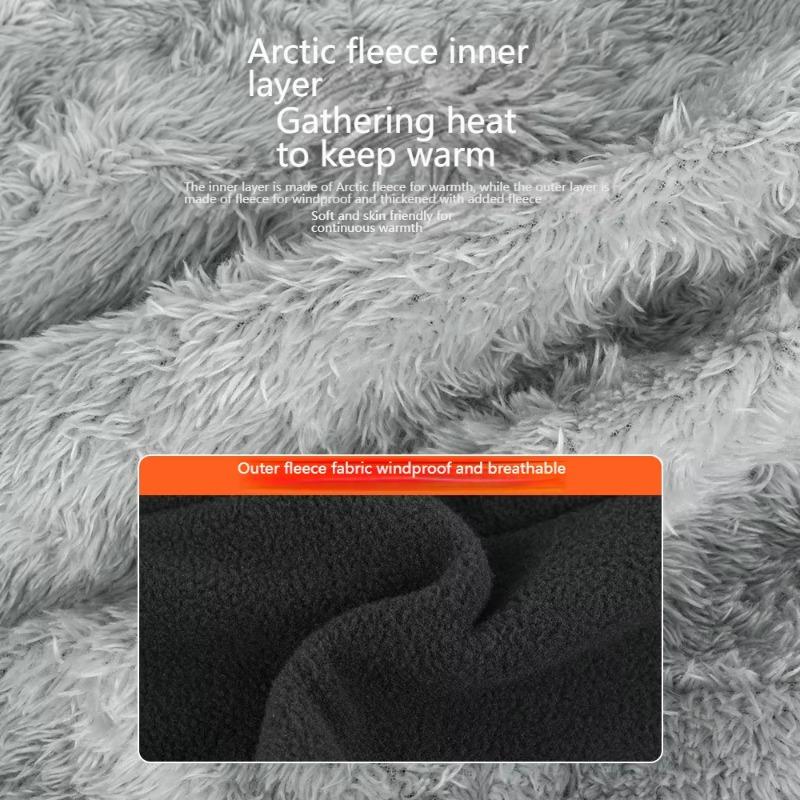 Integrated Mask Head Cover Neck Guard Fleece-Lined Thickened Heat Accumulation Warm Windproof Durable Breathable for Outdoor