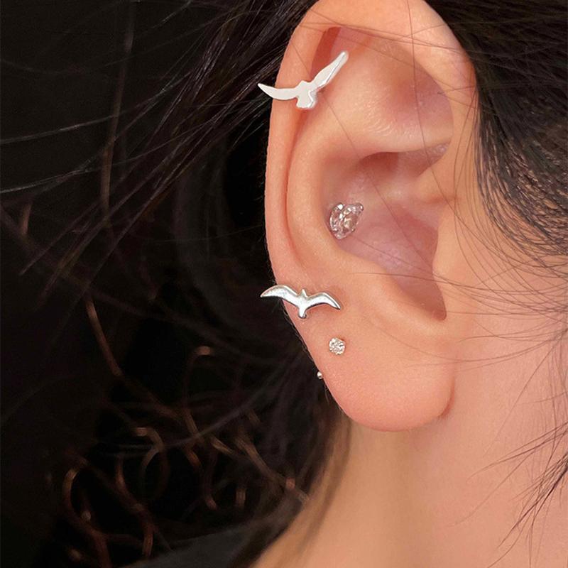 Orecchini a Bottone Gabbiano Personalità per Donne Coppia Creativi Argento Orecchini Gioielli Regali