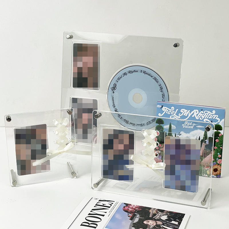 CD Picture Acrylic Display Stand Photo Frame Transparent Idol Picture Frame Ins CD Small Cards Display Holder Room Desktop Decor