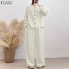 ZANZEA Bluză și pantaloni cu mânecă lungă pentru femei Seturi de costume casual din două piese