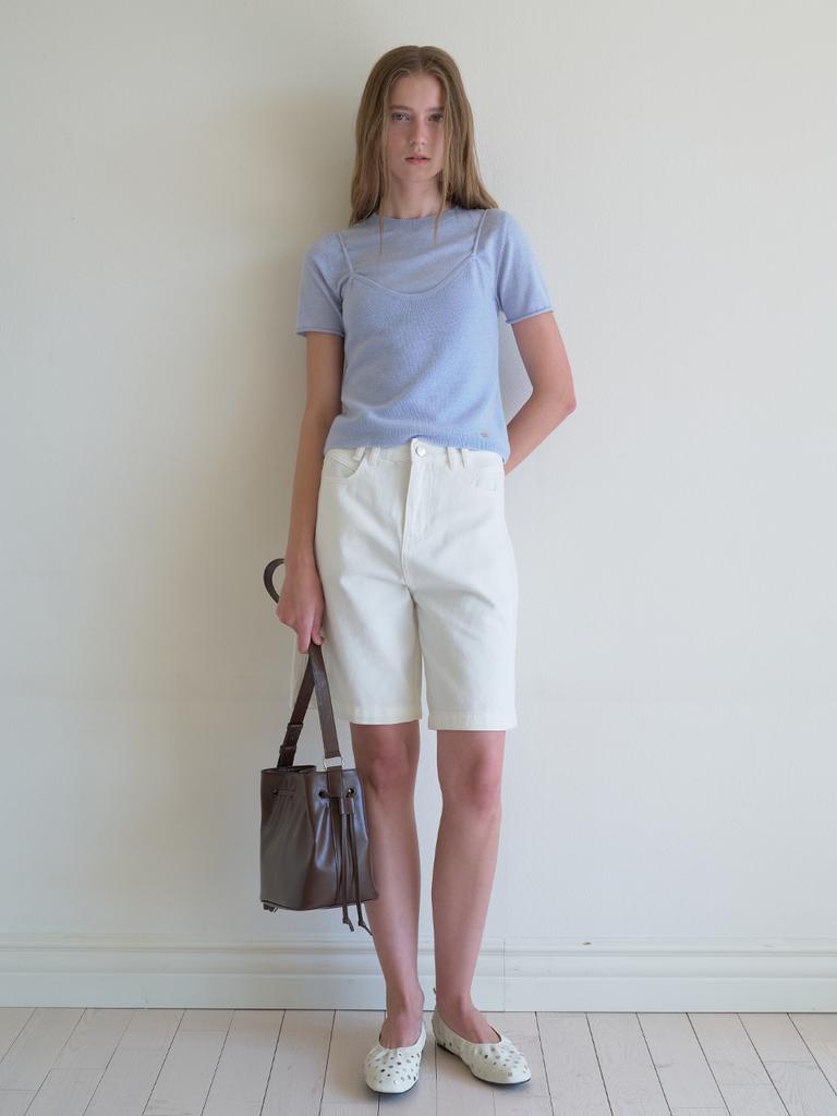 Elssibeui Bustier Overlay Knit Top_Skyblue