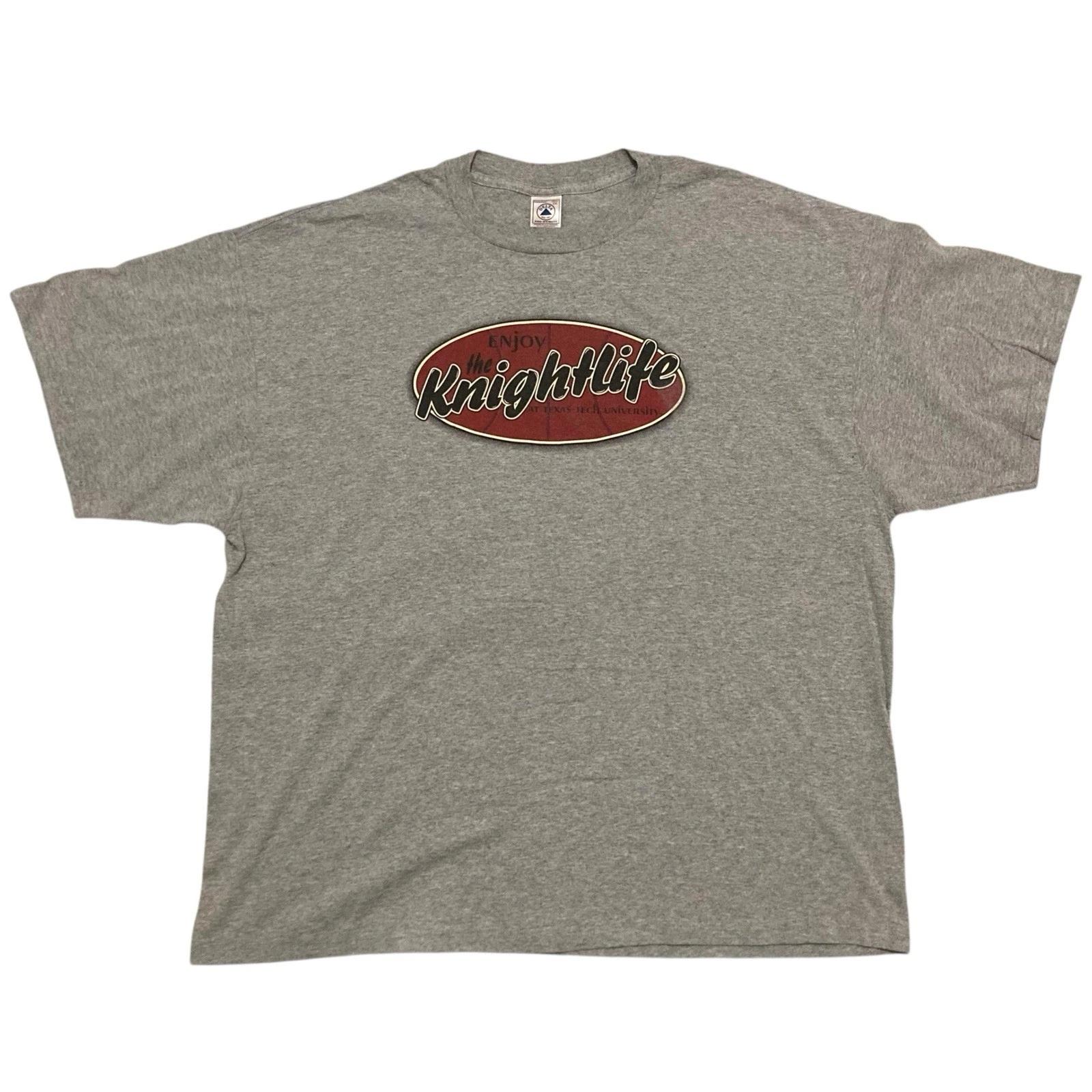 VTG Texas Tech Red Raiders Basketball Enjoy the Knightlife T-shirt 2XL Gray Y2K 3XL