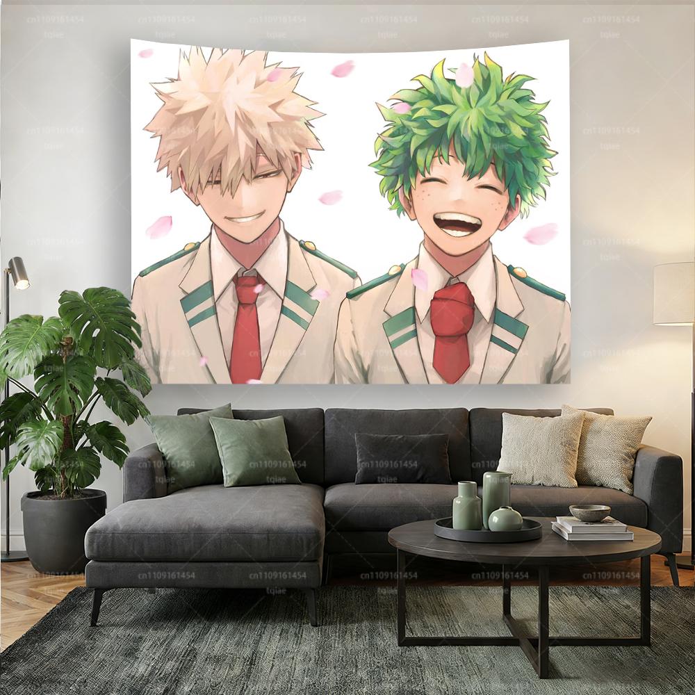 MMidoriya BBakugo CP Anime Tapestry HD Print Wall Hanging for Bedroom Dorm Living Room Home Decor