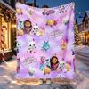 Gabby's Dollhouse Pattern Blanket for Home Decoration, Bed, Sofa, Car Travel, Camping, Suitable for All Seasons, Birthday Christmas Gift