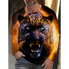 Vintage pánské tričko s dlouhým rukávem Košile s 3D potiskem Móda Zvířecí Leopard Grafika Oblečení Topy s rukávy Muži Oversized Streetwear
