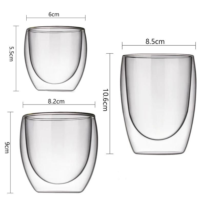 Creative Drinkware 80ml/225ml/320ml Double Wall Glass Cup Coffee Mug Modern Glassware Transparent Glass Classical Whiskey Glass