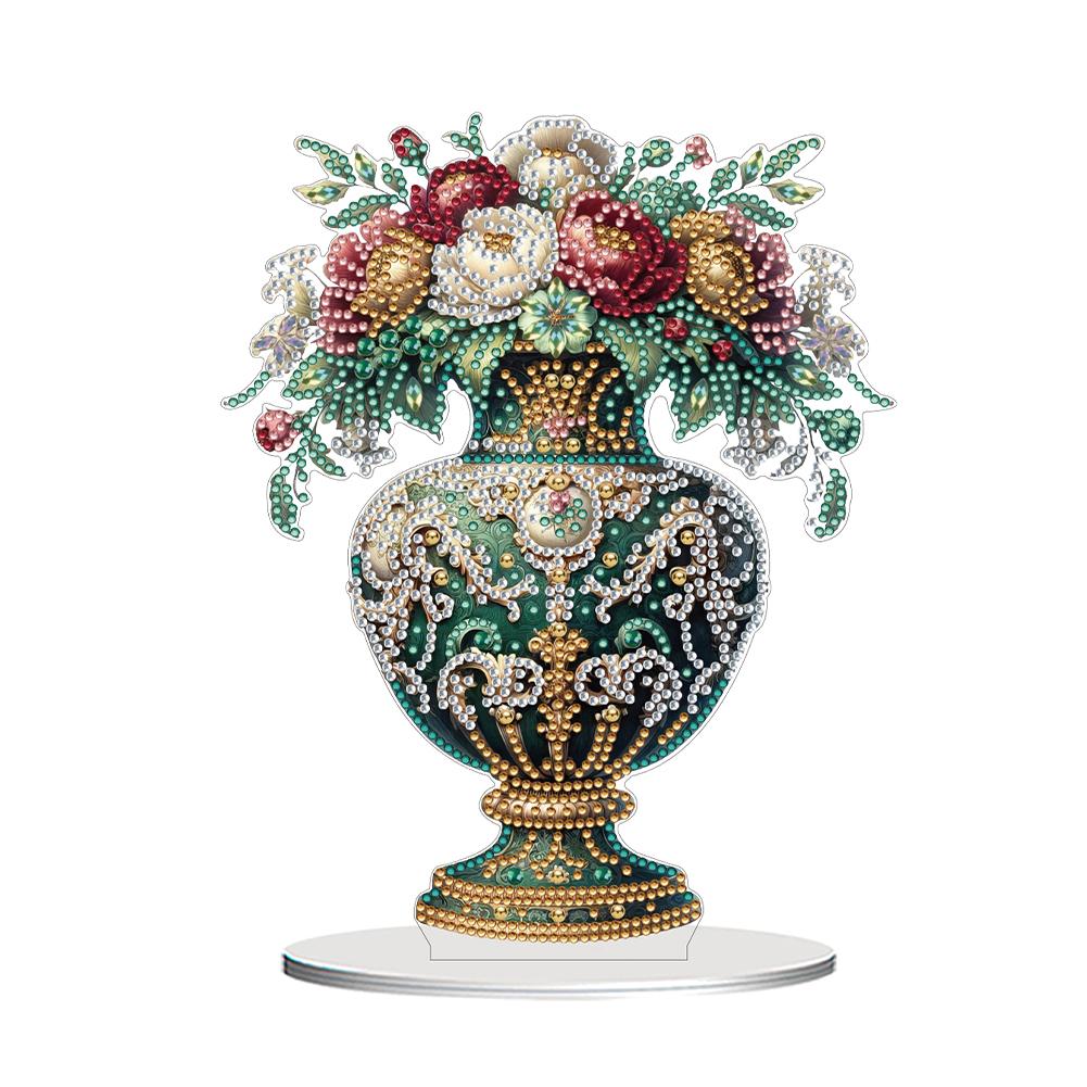 2D Flat Vase DIY Desktop Diamond Art Kits Special Shape Diamond Diamond Painting Desktop Ornaments Kit Bedroom Table Decoration